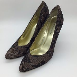 BCBG Nude Lace Stiletto heels